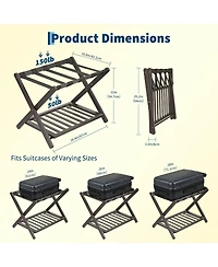 homfan Set of 2 Bamboo Shelf, Bamboo Folding Storage Shelf with 150 Lb Capacity for Bedroom or Entryway