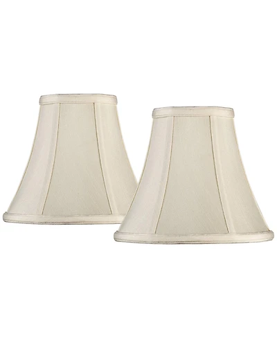 Springcrest Imperial Shade Set of 2 Round Bell Lamp Shades Cream Small 4.5" Top x 9" Bottom x 8" Slant x 7.5" High Spider with Replacement Harp