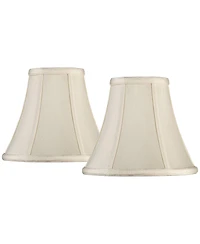 Springcrest Imperial Shade Set of 2 Round Bell Lamp Shades Cream Small 4.5" Top x 9" Bottom x 8" Slant x 7.5" High Spider with Replacement Harp