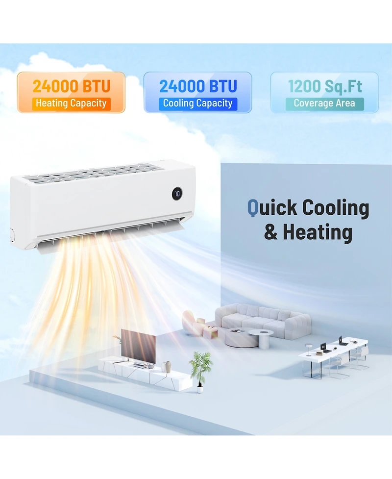 Sugift 24000 Btu 18.1 SEER2 208/230V Wifi Mini Split Air Conditioner with Alexa