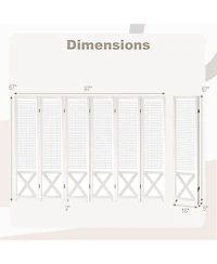 sumyeg 6-Panel Pegboard Room Divider 67-Inch Tall Foldable Privacy Screen