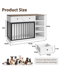 homfan Furniture-Style Dog Crate End Table or Tv Stand, Engineered Wood and Reinforced Iron Bar Pet Cage with Storage, Easy Assembly