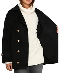 Belle & Bloom Women's Right and Forward Double Breasted Wool Blend Pea Coat