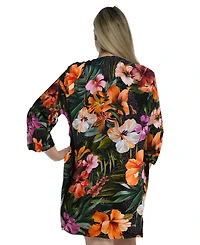 La Blanca Plus Tropical Hideaway Lace-Front Swim Cover-Up Tunic Dress