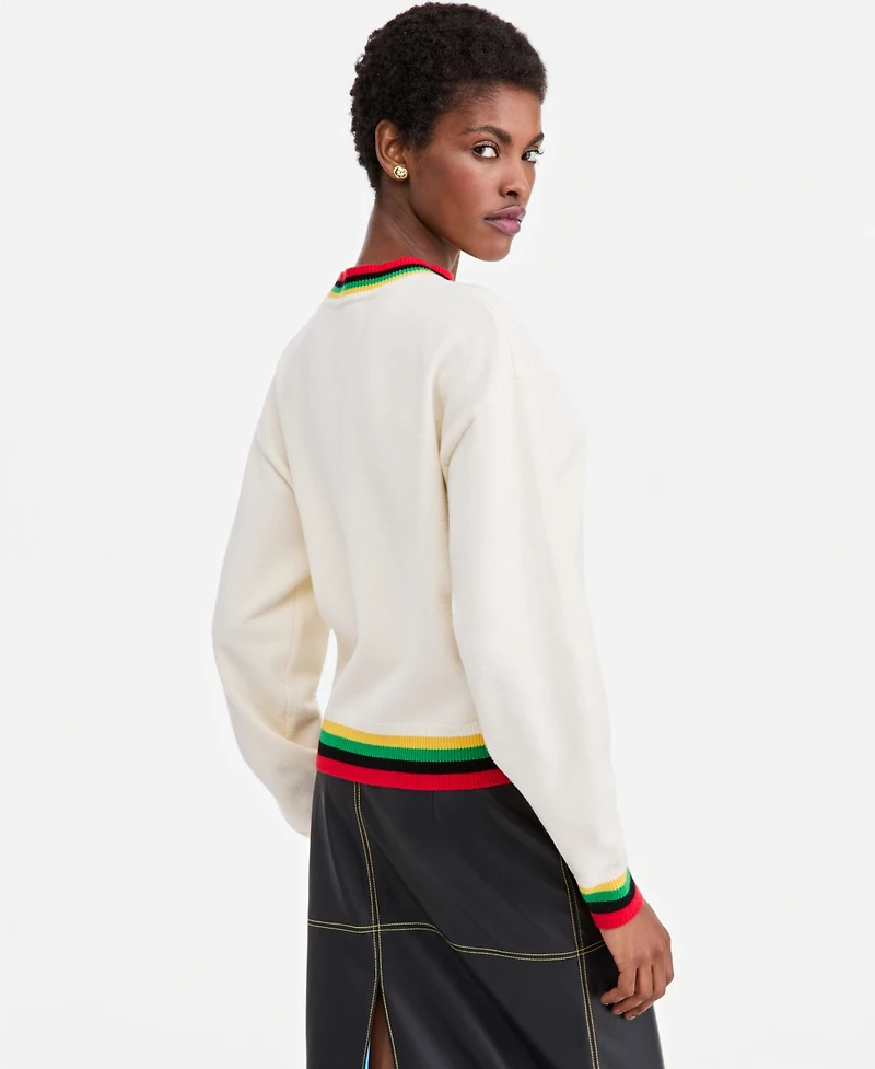 Theophilio X Macy's Women's Striped-Trim Crewneck Long-Sleeve Sweater, Exclusive