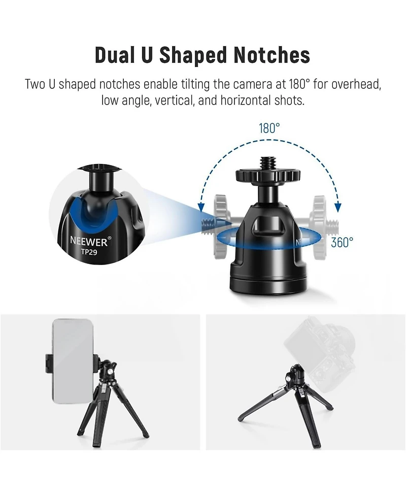 Neewer TP29 Camera Tripod with 4 Inch, 3 kg