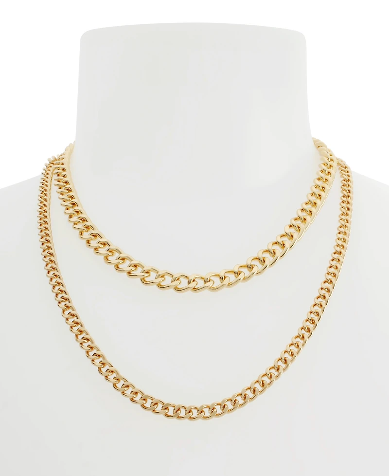 Steve Madden Gold Boho Mixed Chain Layered Necklace