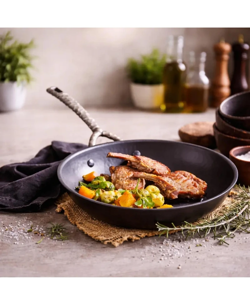 Alva Artist 2pc Carbon Steel Frying Pan Set - Artisan-Forged Handle (9.5" & 11")