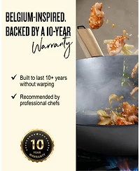 Alva Forest 12” Carbon Steel Wok Pan - Stay-Cool Acacia Handle