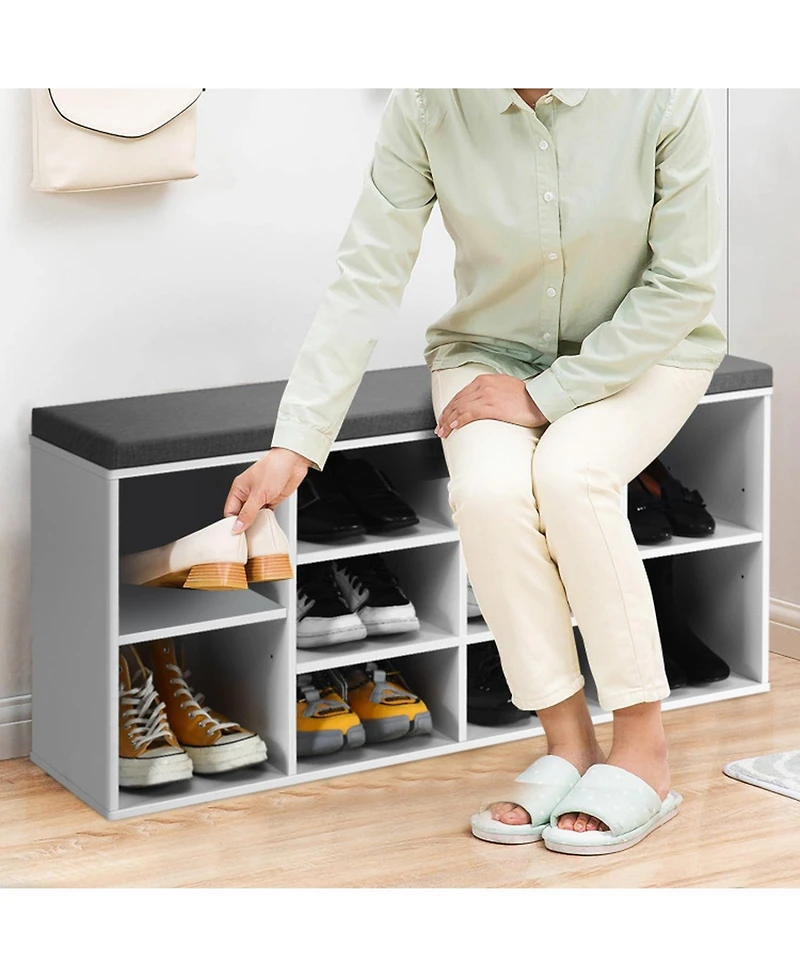 Gouun 10-Cube Shoe Storage Bench with Removable Cushion