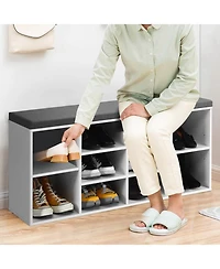 Gouun 10-Cube Shoe Storage Bench with Removable Cushion