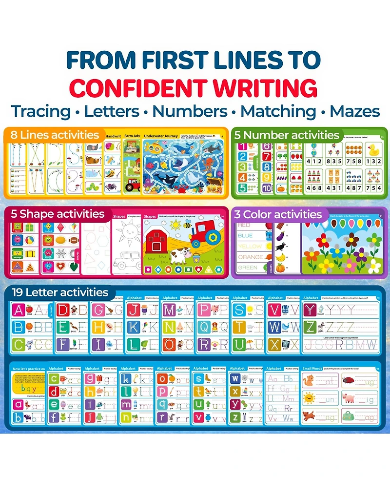 Quokka Tracing Books for Kids Ages 3-5 – Dry Erase Activity Books for Kids Ages 3-5 - Writing Practice Workbook with Markers