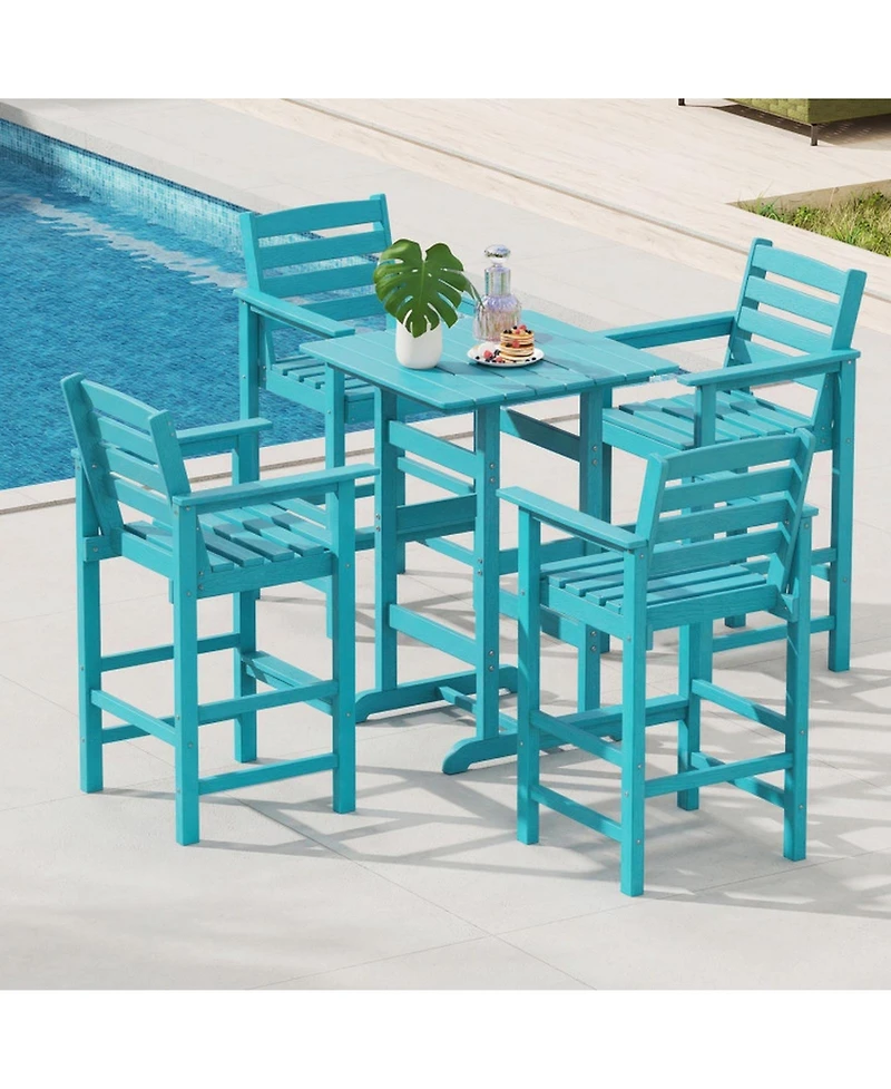 Gouun 3-Piece Outdoor Bar Set with Square High-Top Table and 2 Bar Chairs