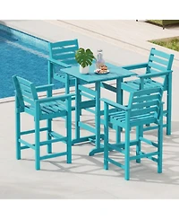 Gouun 3-Piece Outdoor Bar Set with Square High-Top Table and 2 Bar Chairs