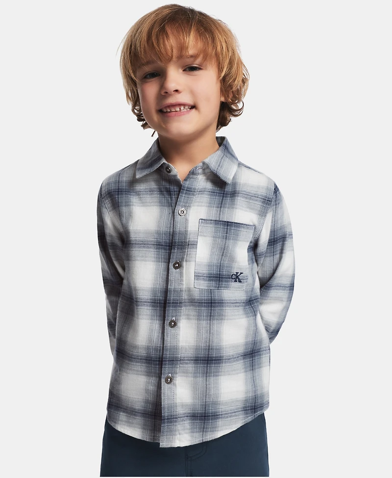 Calvin Klein Boys' 2T-7 Long-Sleeve Shirt and Pants, 2-Piece Set