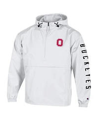 Champion Men's White Ohio State Buckeyes Cloud Packable Half-Zip Hooded Jacket