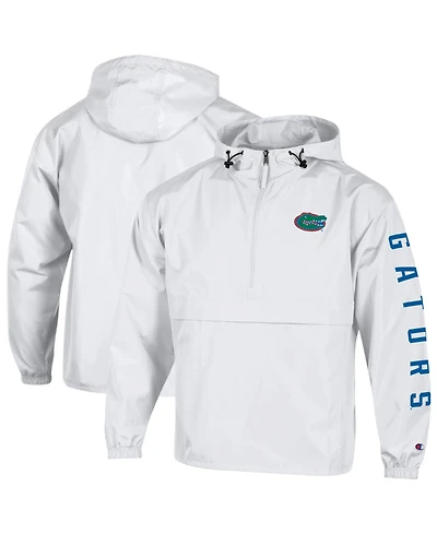 Champion Men's White Florida Gators Cloud Packable Half-Zip Hooded Jacket