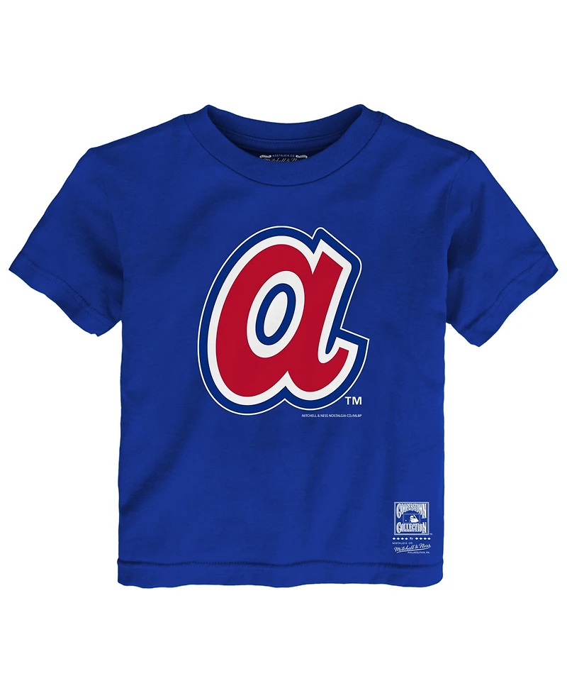 Mitchell & Ness Toddler Royal Atlanta Braves Retro Logo T-Shirt