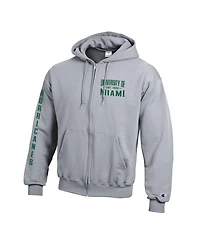 Champion Men's Gray Miami Hurricanes Varsity Powerblend Full-Zip Fleece Hoodie