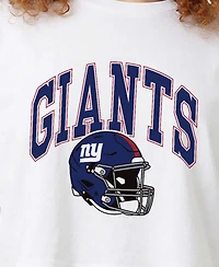 Champion Women's White New York Giants Boyfriend Cropped T-Shirt