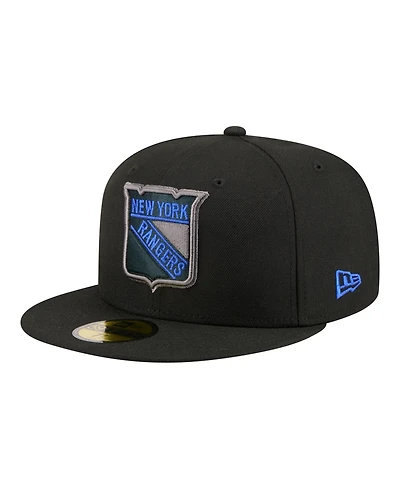 New Era Men's Black York Rangers Color Pop 59FIFTY Fitted Hat