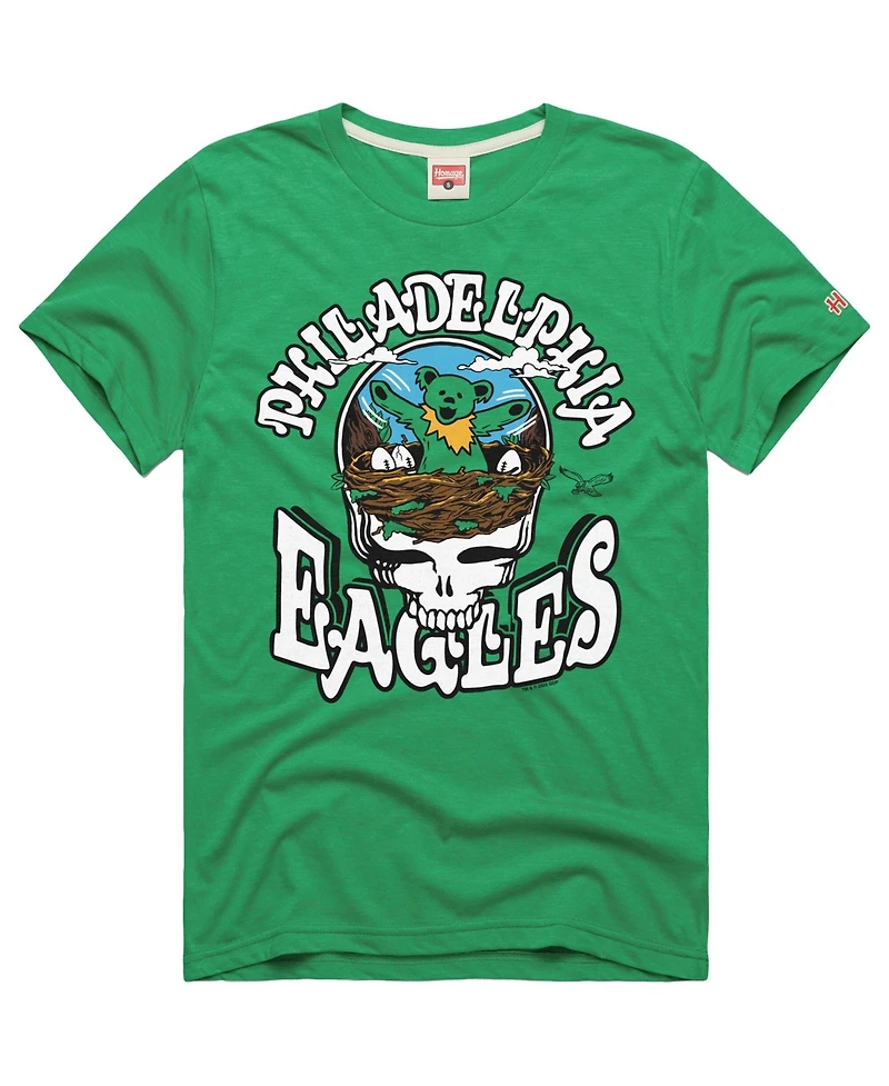 Homage Men's Kelly Green Philadelphia Eagles Nfl x Grateful Dead Tri-Blend T-Shirt