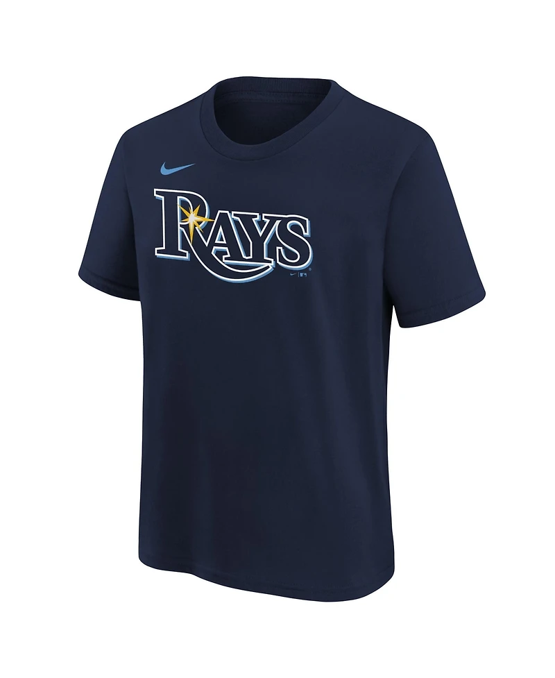 Nike Big Boys and Girls Junior Caminero Navy Tampa Bay Rays Name & Number T-Shirt