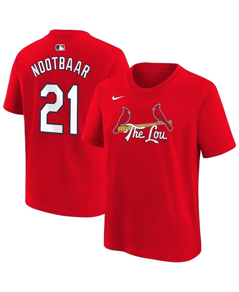 Nike Big Boys and Girls Lars Nootbaar Red St. Louis Cardinals City Connect Name & Number T-Shirt