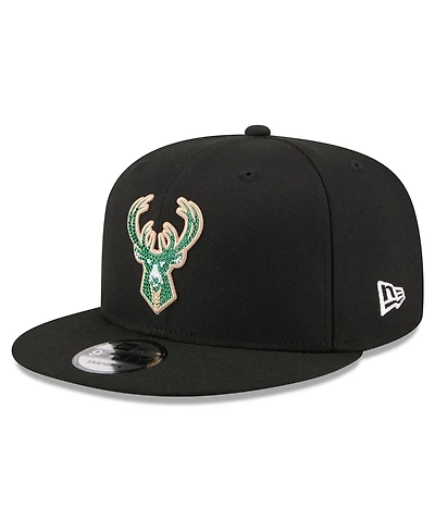 New Era Men's Black Milwaukee Bucks 2026 Nba Draft Crystal 9FIFTY Snapback Hat