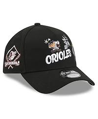 New Era Big Boys and Girls Black Baltimore Orioles Looney Tunes A-Frame 9FORTY Adjustable Hat