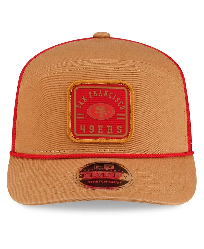 New Era Men's Brown/Scarlet San Francisco 49ers Team Patch Split Panel 9SEVENTY Adjustable Trucker Hat