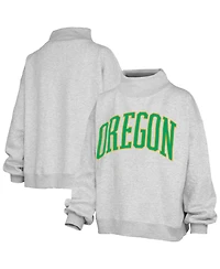 Pressbox Women's Ash Oregon Ducks Oversized Nelson Mock Neck Sweatshirt