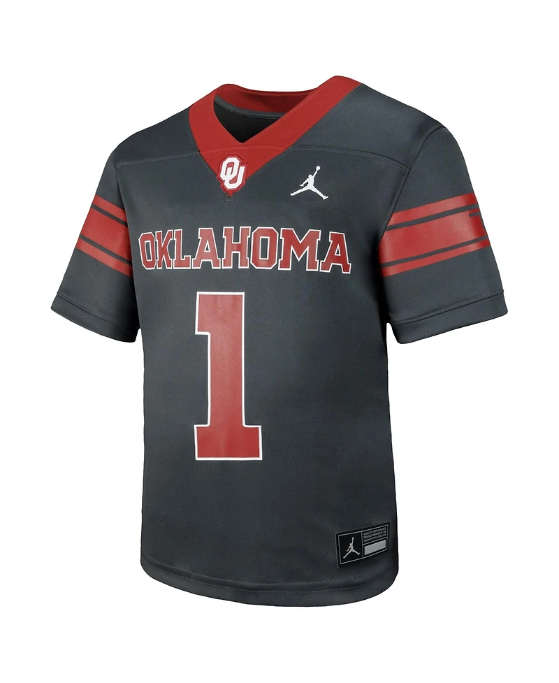 Jordan Toddler 1 Anthracite Oklahoma Sooners Alternate Football Game Jersey