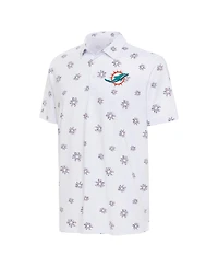 Antigua Men's White Miami Dolphins Fireworks Polo Shirt