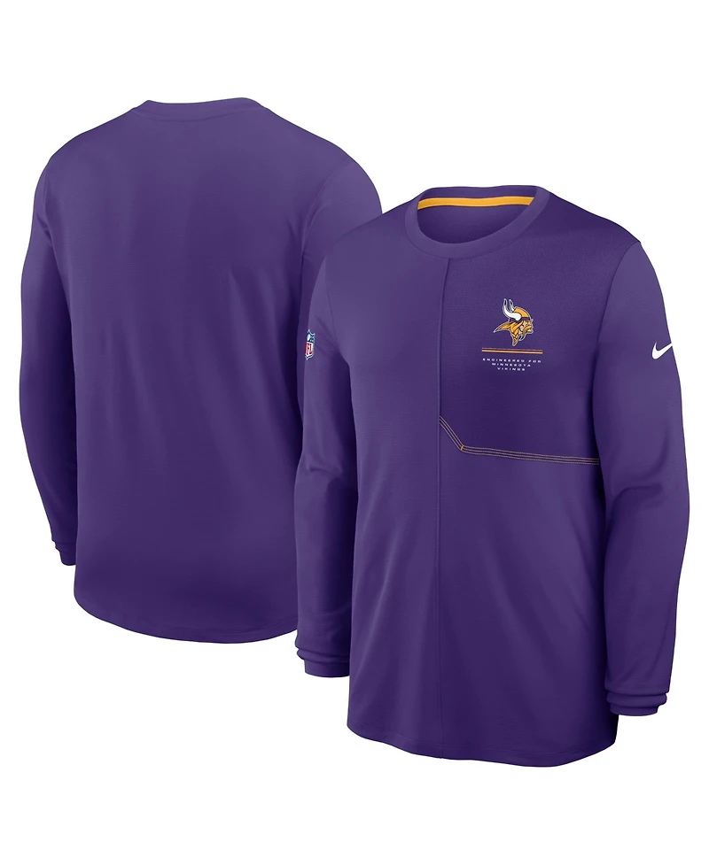 Nike Men's Purple Minnesota Vikings Sideline Coaches Uv Dri-fit Long Sleeve Shirt
