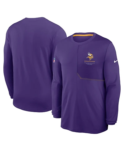 Nike Men's Purple Minnesota Vikings Sideline Coaches Uv Dri-fit Long Sleeve Shirt