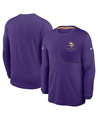 Nike Men's Purple Minnesota Vikings Sideline Coaches Uv Dri-fit Long Sleeve Shirt
