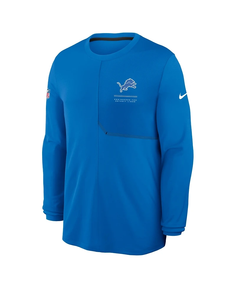 Nike Men's Blue Detroit Lions Sideline Coaches Uv Dri-fit Long Sleeve Shirt