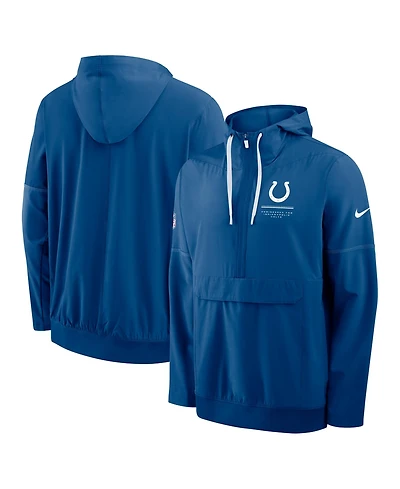 Nike Men's Royal Indianapolis Colts Sideline Anorak Half-Zip Hooded Jacket