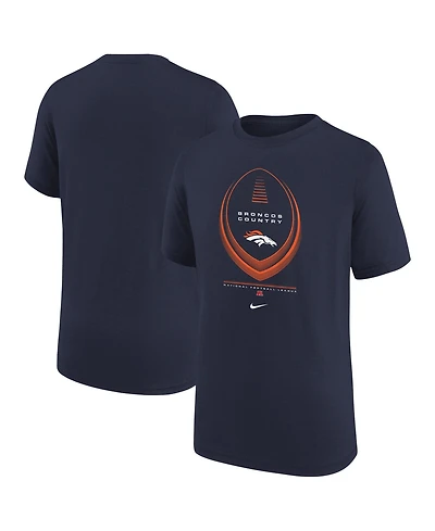 Nike Big Boys and Girls Navy Denver Broncos Icon Legend Dri-fit T-Shirt