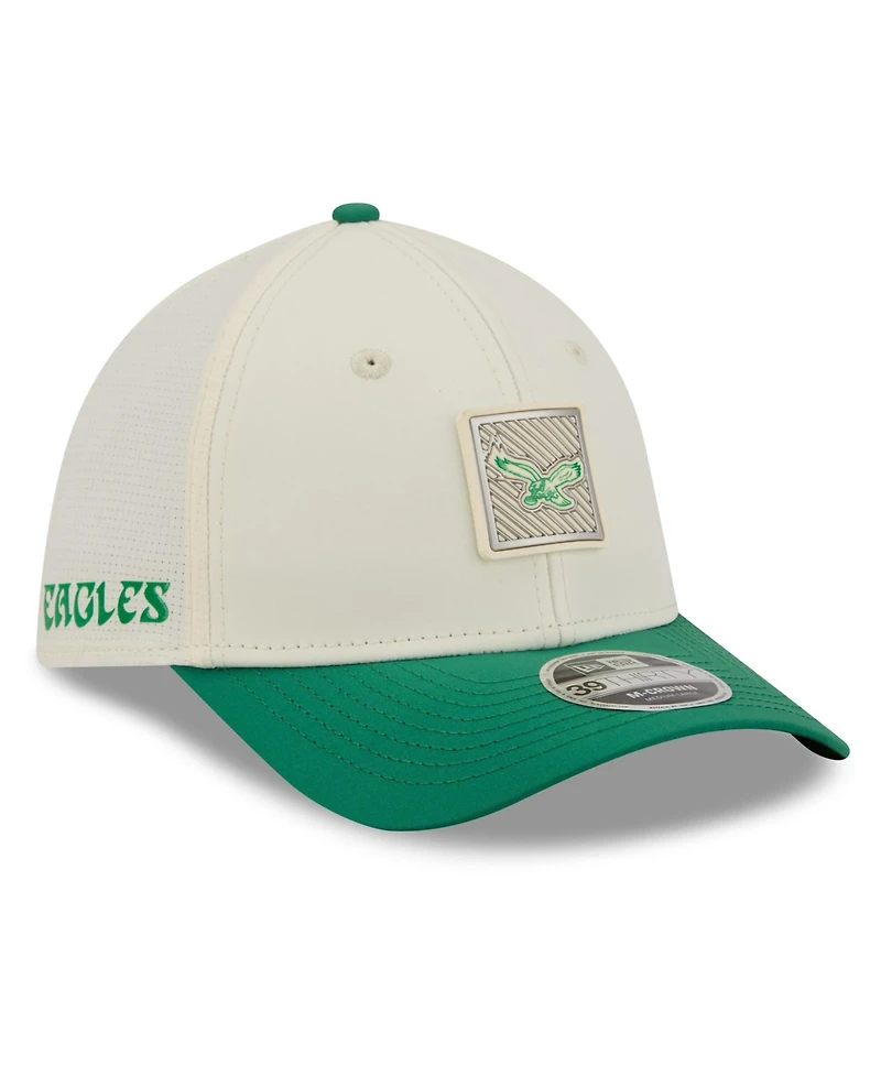 New Era Men's Cream/Kelly Green Philadelphia Eagles 2026 Nfl Training Camp 39THIRTY Flex Hat