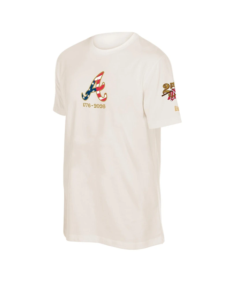 New Era Men's Cream Atlanta Braves 250th Fourth of July T-Shirt