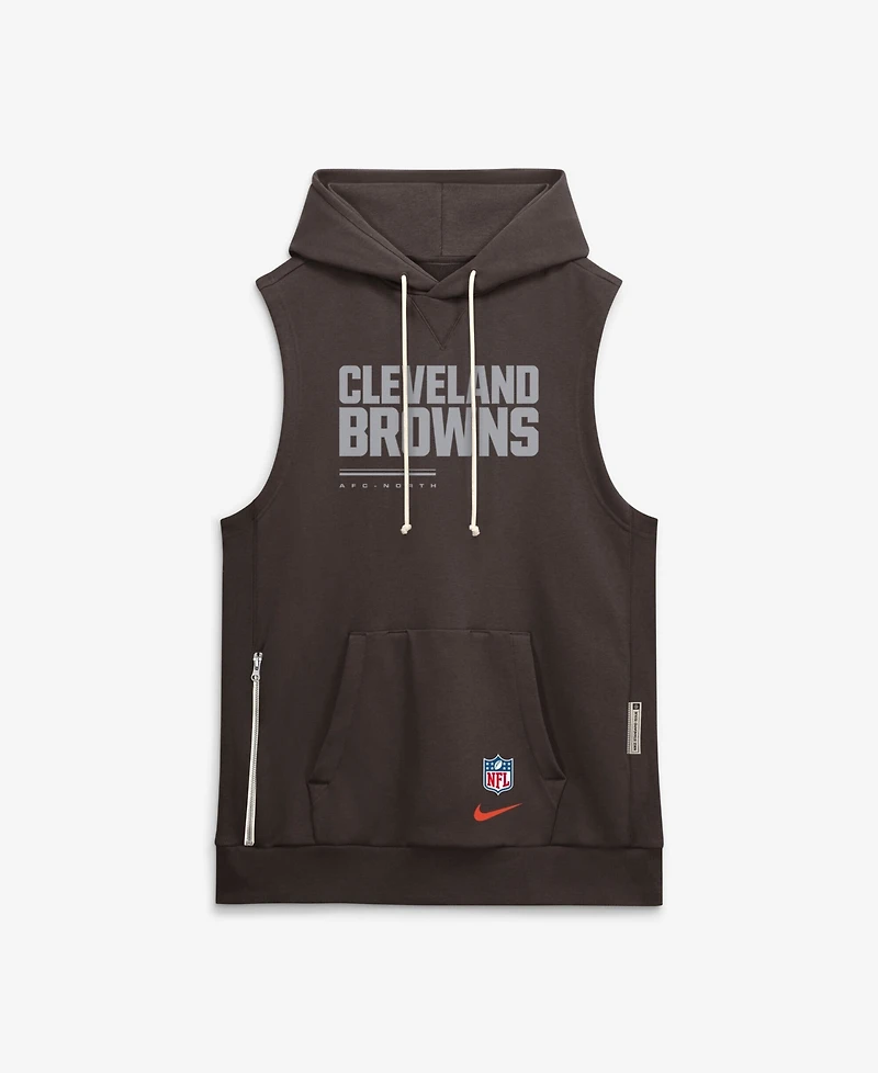 Nike Men's Brown Cleveland Browns Sideline Standard Issue Dri-fit Sleeveless Hoodie