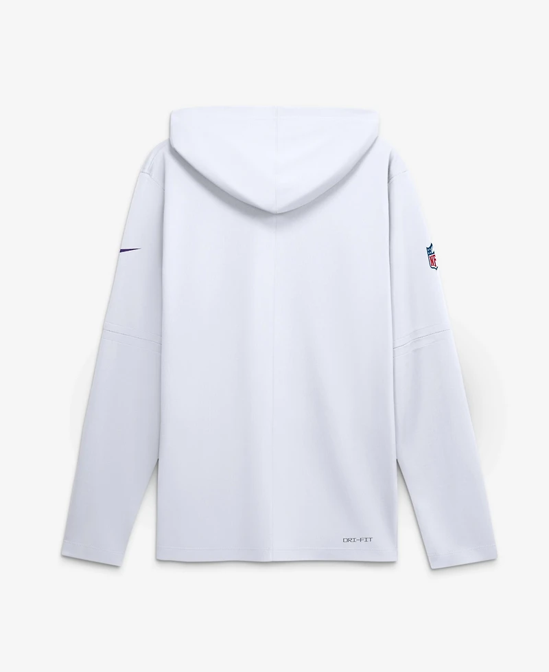 Nike Men's White Minnesota Vikings Sideline Lightweight Long Sleeve Hooded Dri-fit T-Shirt