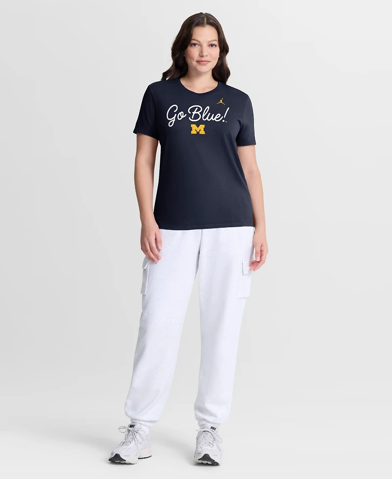 Jordan Women's Navy Michigan Wolverines Script Mantra Logo T-Shirt