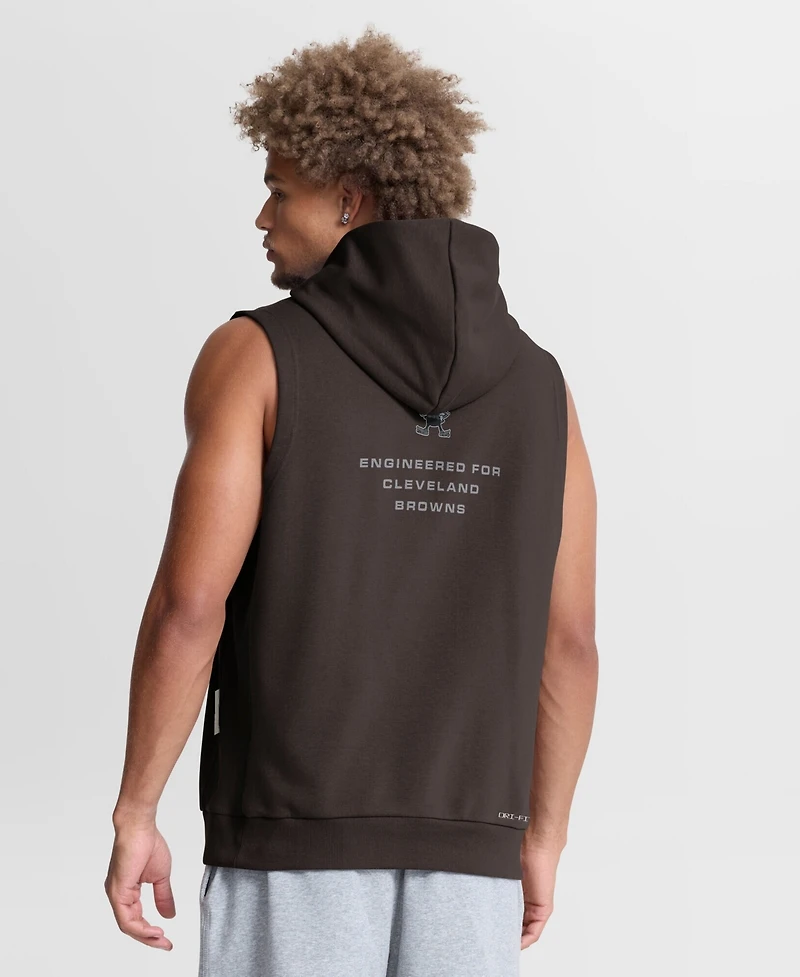 Nike Men's Brown Cleveland Browns Sideline Standard Issue Dri-fit Sleeveless Hoodie