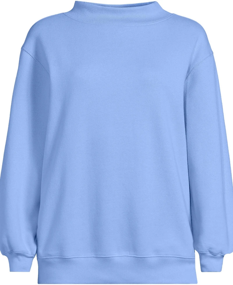Lands' End Women's Long Sleeve Serious Sweats Mock Neck Sweatshirt