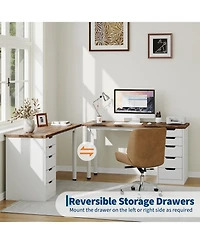 gaomon Modern 5 Drawer Home Office Desk - Spacious Writing Table with Ample Storage, Sturdy and Stylish Design, Easy to Assemble