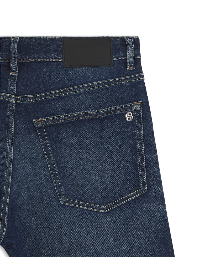Boss by Hugo Men's Stretch Cotton Contrast Stitching Tapered-Fit Jeans