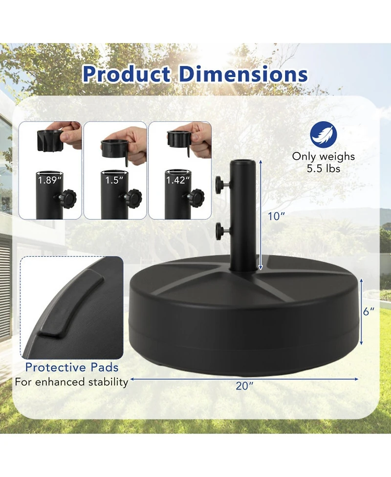 Gouun Fillable Patio Umbrella Base with 88 lb Capacity